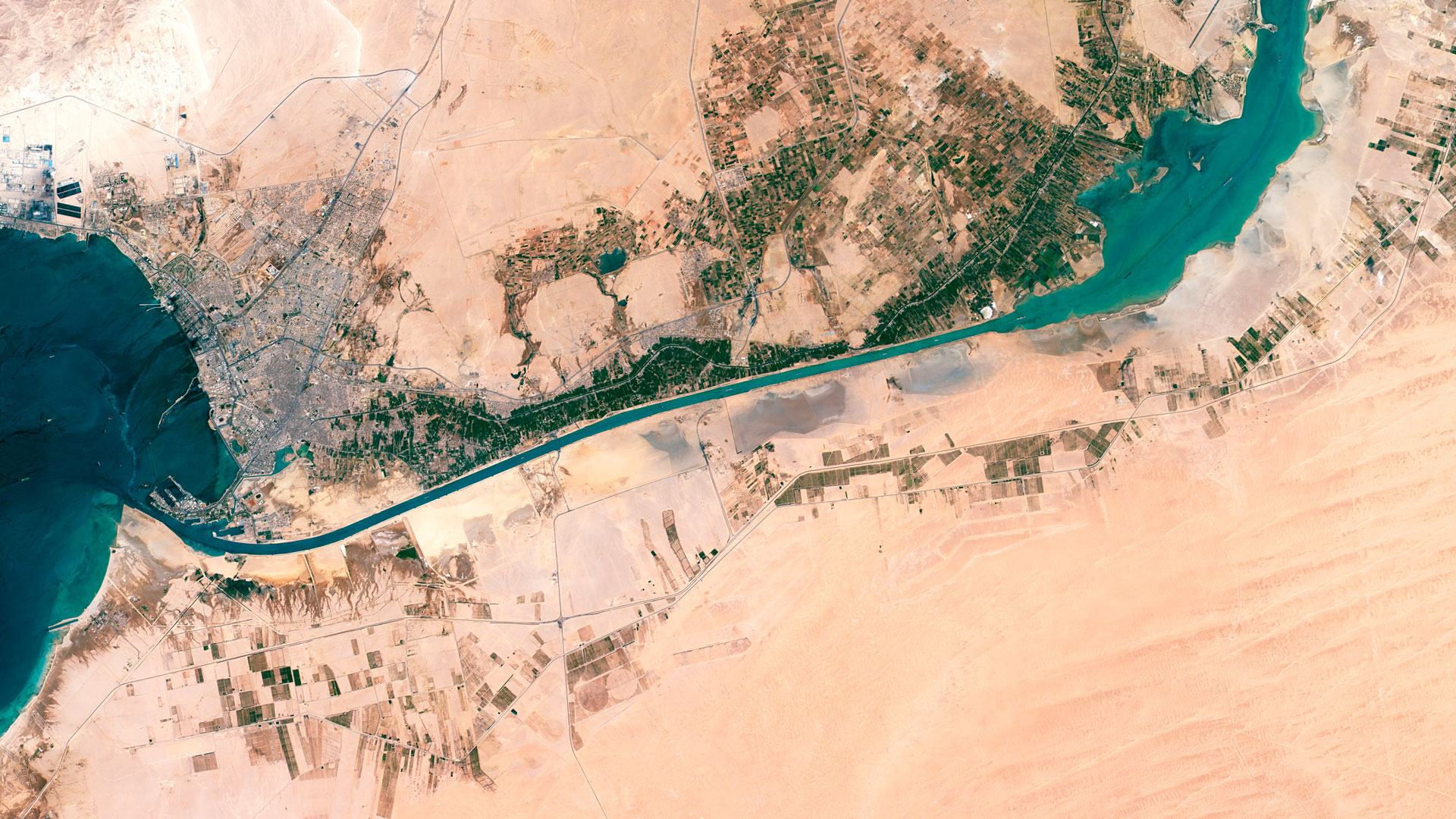 Suez Canal Egypt satellite view